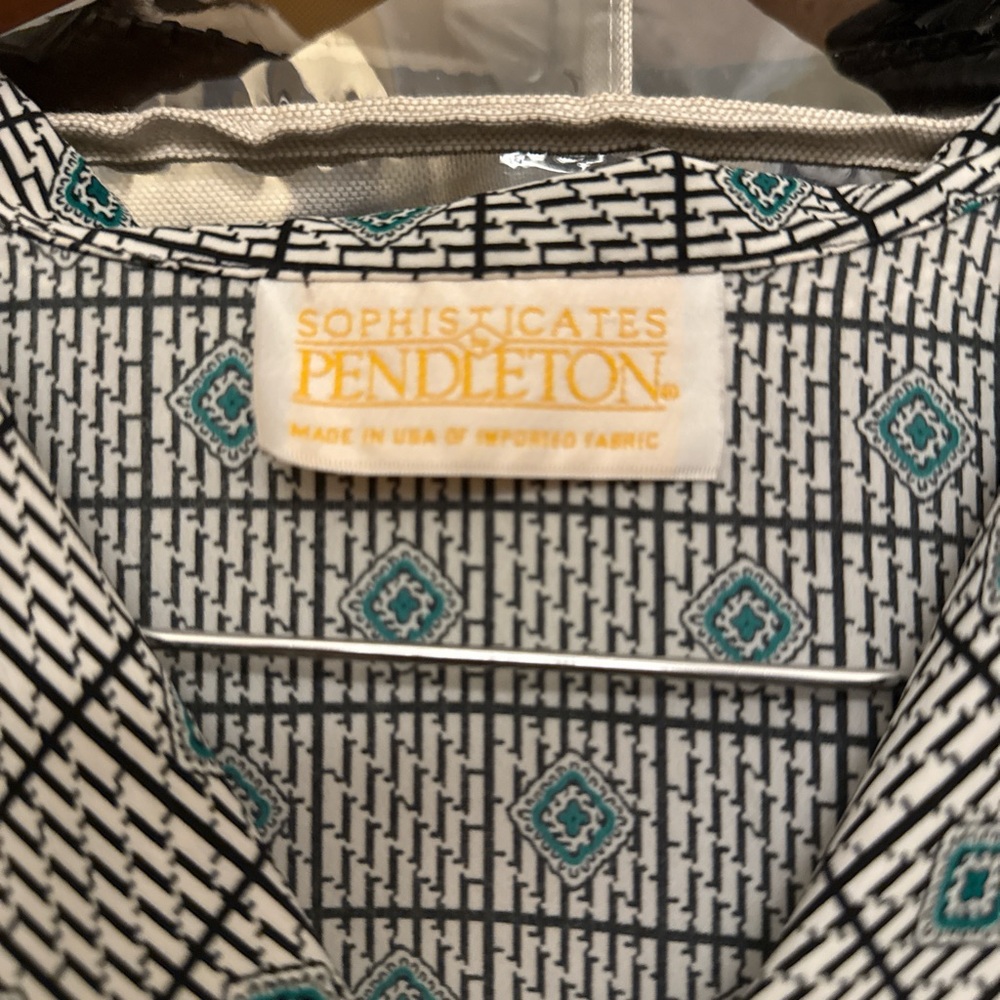 Pendleton Black And Teal Patterned Top - image 3